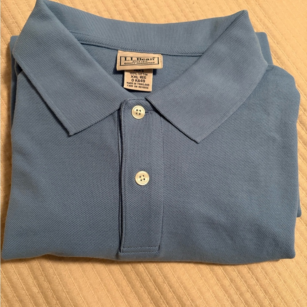 L.L. Bean nwot Classic Blue Polo Shirt Soft Cotton